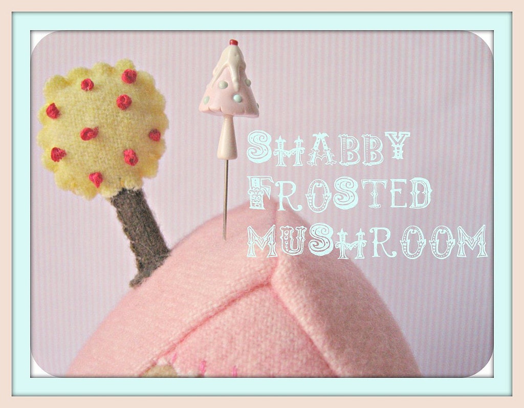 Shabby Chic Frosted Mushroom Pin Topper