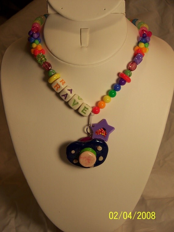 DIY Candy Kid Rave Necklace with Cute Pacifier Charm by CanDyRavE