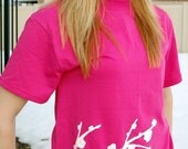 Limited- Cherry Blossoms Distressed Cracked Womens Relaxed Fit T-Shirt in Hot Pink
