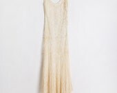Vintage 1920s Dress - Sheer Cream Lace Gown - For Collectors Very Delicate