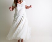 Vintage Wedding Dress - 1970s Handmade Sheer White Winter Bride Maxi Dress