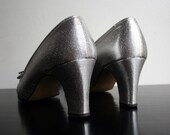 Vintage Metallic Heels - Silver Space Age Galaxy 1960s Cocktail Mod Party