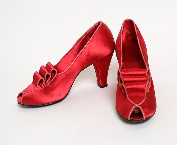 dark red satin shoes