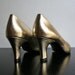 Metallic Golden Spike Heel 80s Glam Shoes