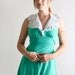 RESERVED - Vintage 1970s Mini Dress in Jade Green - Halter Style - Small Spring Summer Fashion