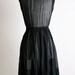 Vintage 1950s Dress - Sheer Black Pleated Day Dress - Small to Medium