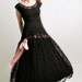 RESERVED - Vintage Lace Dress - Black 1930s Illusion Ribbon Bow Prom Gown - Small to Medium Homecoming Queen