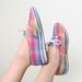 Rainbow Plaid Shoes - Vintage 1980s Tennis Shoes - Size US 9