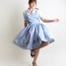 Summer Gingham Dress - Vintage Dorothy Gale Sky Blue and White Jumper - Large