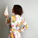 Vintage Maxi Dress - 1970s Leslie Pomer Dress Floral Maxi - Medium - Long Sleeve White