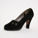 1940s Heels - Vintage Black Suede Cocktail High Heels US Size 6.5 6