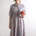 Vintage Plaid Dress - 1980s in a 1950s Style with Pockets - Large