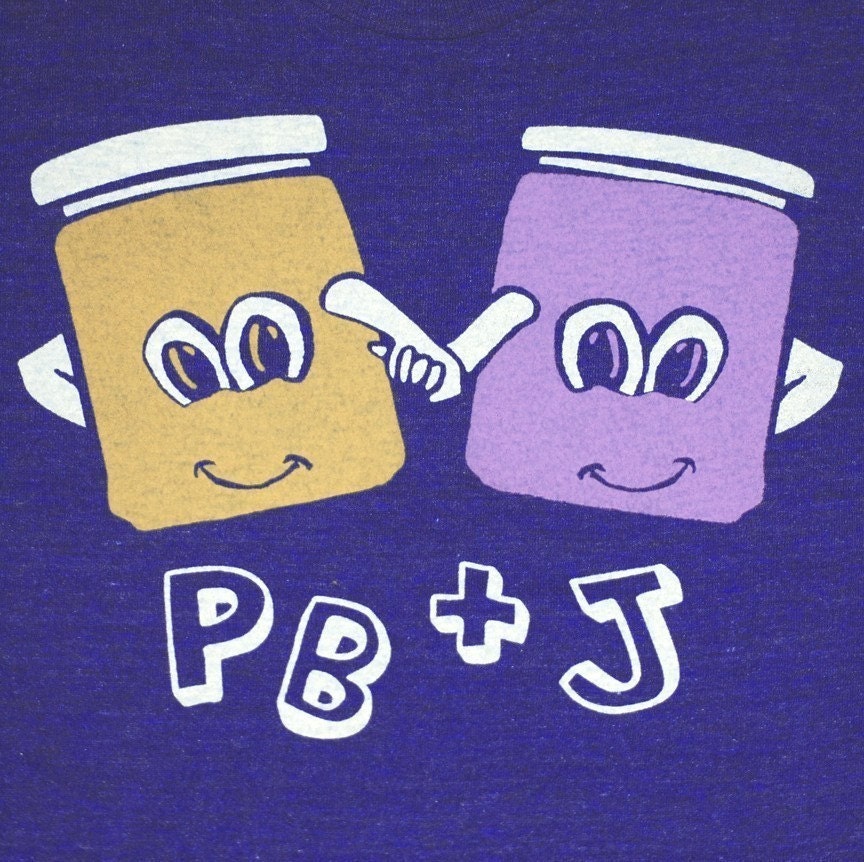PB and J - Unisex / Mens T-shirt Peanut Butter and Jelly Cute Love Retro Adorable Navy Blue Tshirt Best Friends Food Tri Indigo Tee Shirt