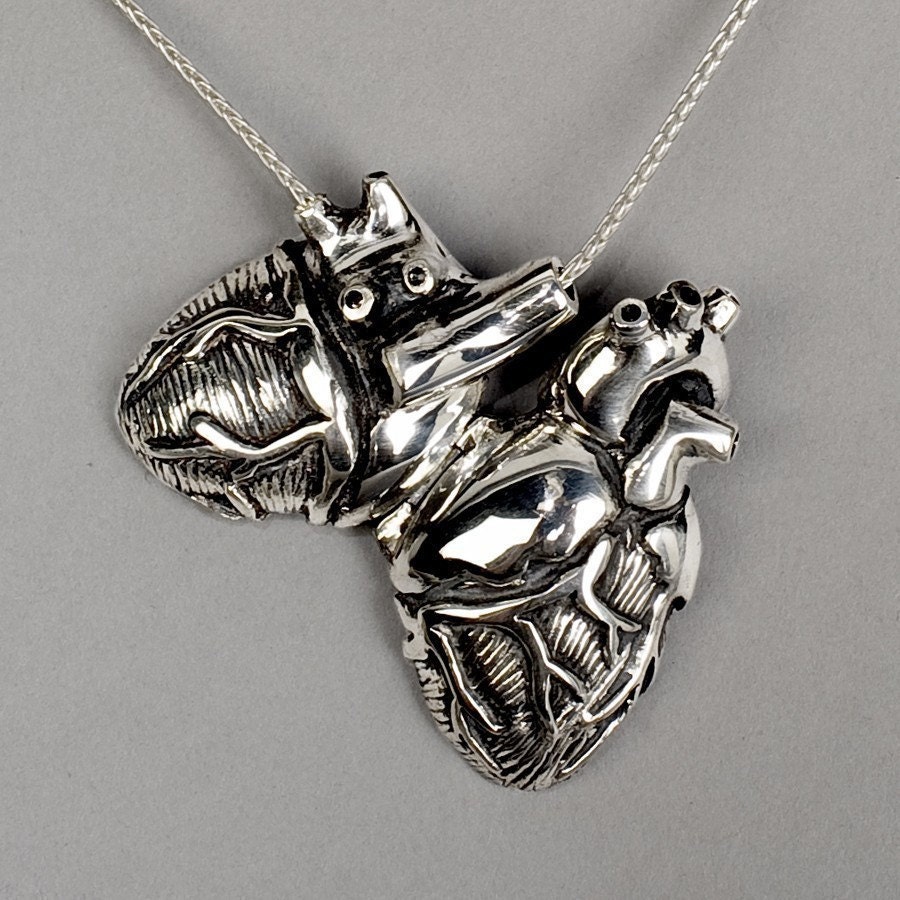 Original Silver Anatomical Heart Locket 18" Chain
