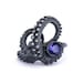 Black Silver Tentacle Ring with Diamonds and Color Change Sapphire
