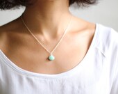 Minimalist Mint Amazonite Silver Necklace - Sterling Silver Chain