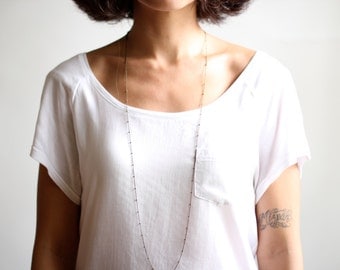 Long Simple Layering Ball Chain Necklace - Antiqued Brass Chain