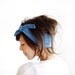LAST ONE Tie Up Headscarf Blue and White Polka Dot