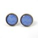 Blue Chevron Earring Posts - Blue and White Stud Earrings - Geometric Jewelry