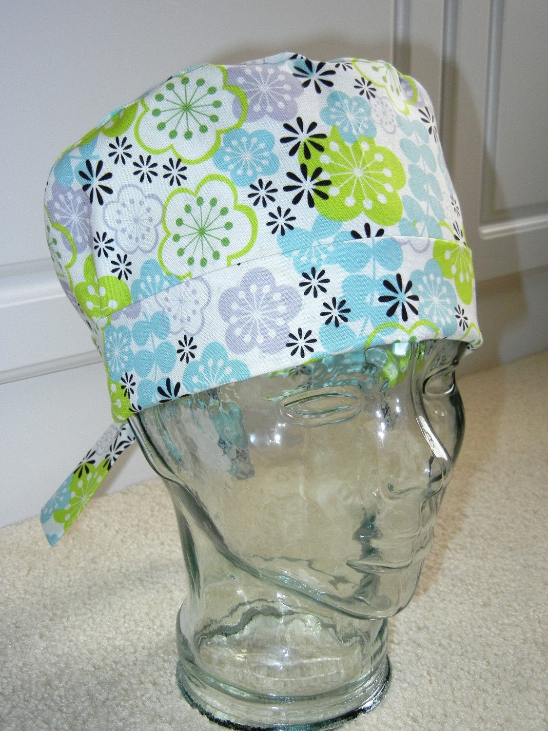 Tie Back Surgical Scrub Hat with Cool Mint