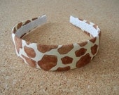 Designer Fabric Headband with Brown Giraffe