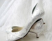 Wedding Shoes White on White lace swarovski  fashion accessories luxury crystals shoes