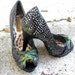 Pheasant on the lake, painted peep toes,featured on the Storque