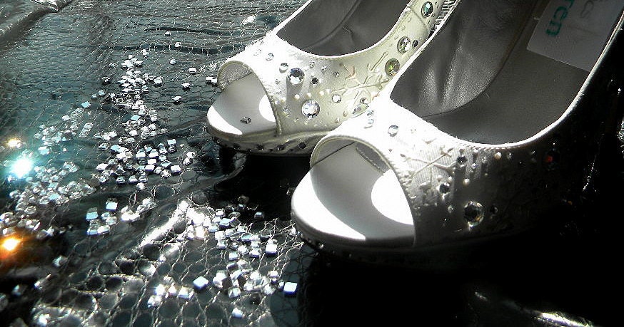 Wedding Shoes painted snowflakes  Winter Wedding Ivory