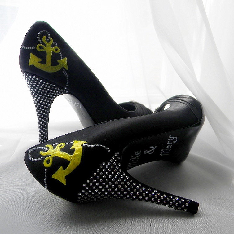 Wedding Shoes,Nautical anchor and rope, rhinestones platform pump Ingrid