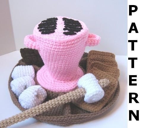 Play Food Crochet Pattern Gourmet Smores Kit - finished items made from pattern may be sold