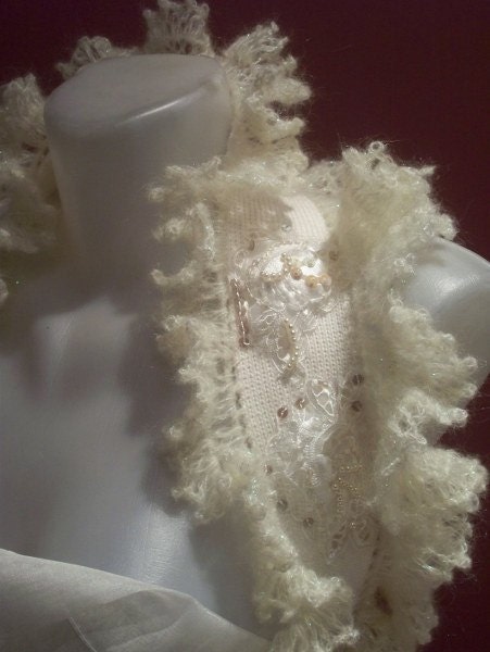 Shoulder Wrap Bridal Ruffled.Crocheted, Mohair,lace,wedding time,spring fashion