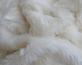 Fluffy Cloud - milky white 20mm pile synthetic faux fur fabric -1m piece