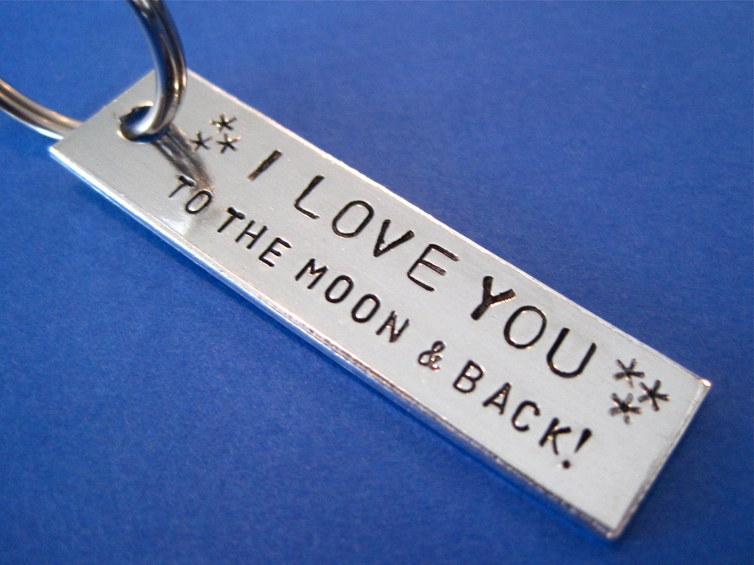 Personalized Keychain - I Love You to the Moon & Back - Hand stamped Key Chain Accessory