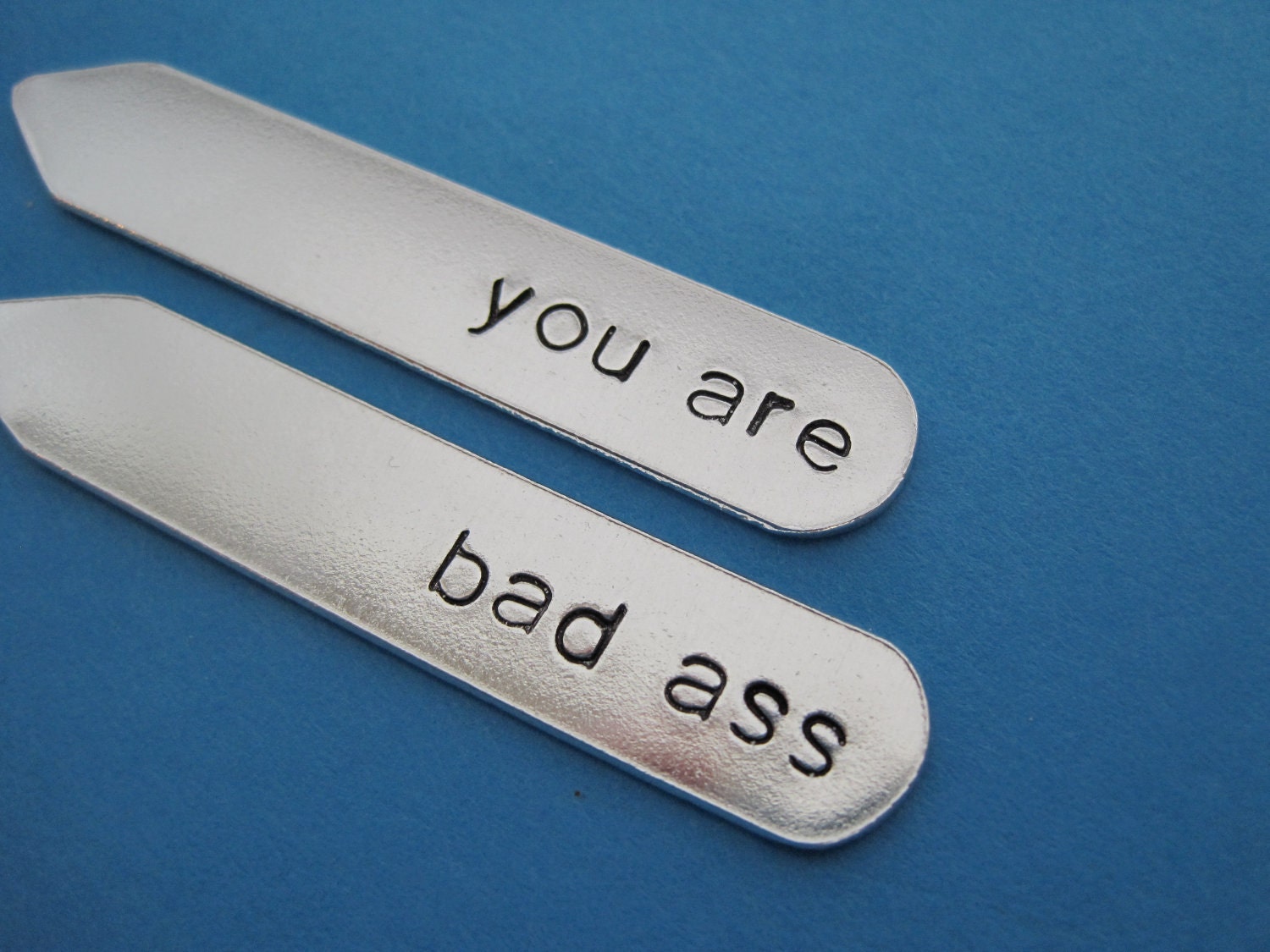 Collar Stays - you are bad ass - Custom Hand stamped Collar Stays