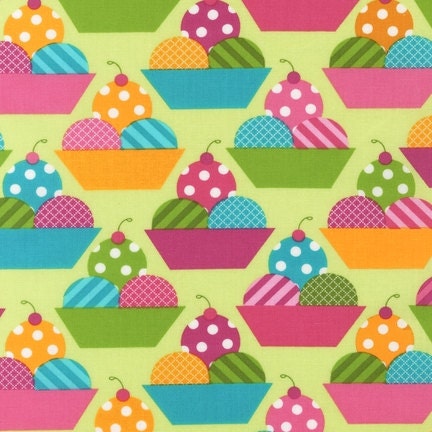 SALE Dessert Party fabric by Ann Kelle for Robert Kaufman,  Parfaits in Green Sorbet- 1 Yard