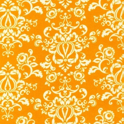 New Traditions Damask Fabric by Robert Kaufman, Damask in Marigold-Fat Quarter