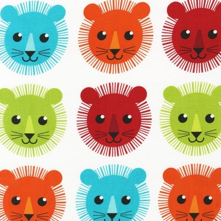 Roar fabric bundle by Print and Pattern for Robert Kaufman, Roar Mane Lion in Bright-Fat Quarter