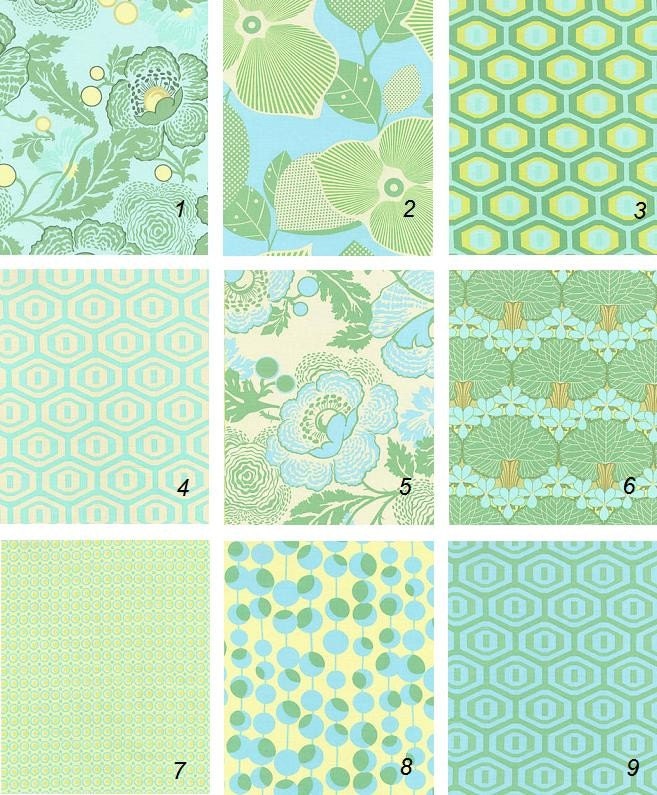 Custom Midwest Modern Made with Butler Fabric Boutique 4-Piece Blue Green Yellow Crib Bedding Set