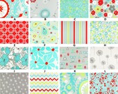 Custom Harmony Red Turquoise and Green Palette Baby Nursery Complete 4-Piece Crib Bedding Set made with Designer fabric