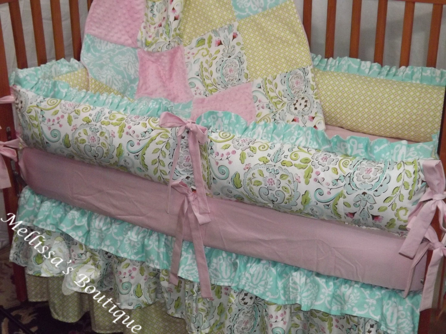 Custom Posh Ruffled with Triple Tiered Crib Skirt Luxury Crib Bedding Set CHOOSE & CUSTOMIZE