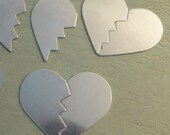 NICKEL SILVER - Broken Heart or Best Friend or BFF Blanks - 24g - perfect for your enameling or metal stamping needs