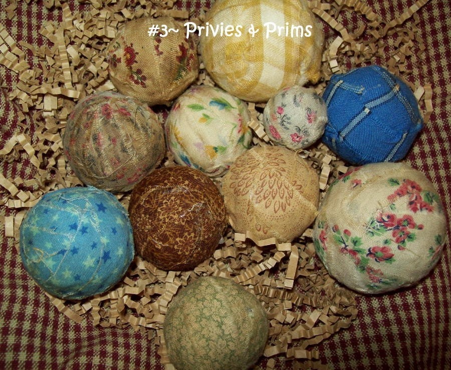 Primitive RAG BALLS grungy prim bowl fillers -kraft paper
