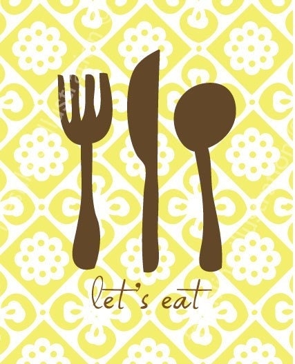 Let's Eat Kitchen Art Print 8x10
