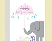 Baby Shower Card - Happy Baby Shower Greeting Card and Grey Envelope