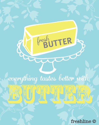 Kitchen Wall Decor - Butter Kitchen Art Print 8x10 in Your Custom Color Scheme