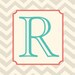 Monogram Letter Art - Turquoise and Coral - 8x10 Art Print