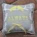 Ring Bearer Pillow - Love Bird Pillow with City/State - Yellow and Gray - Customize to your Wedding