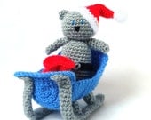 Crochet Christmas Pattern - Sleigh Santa Cat - Christmas Ornament