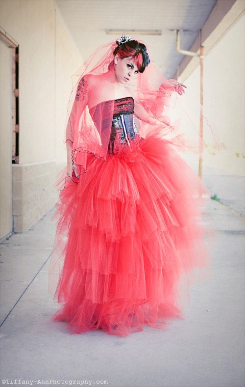 Lydia styled red romantic tutu skirt prom formal floor length -- You Choose Size -- Sisters of the Moon