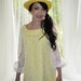 Yellow White Lace Vintage 60s Summer Dress Poet Sleeves A-Line S 34 Inch Bust